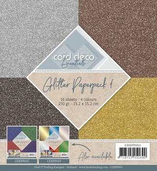 Card Deco Essentials Glitter Paperpack CDEPP001 Zilver/goud