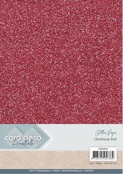 Card Deco Essentials Glitter Paper CDEGP019 Christmas Red
