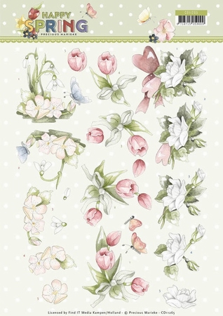 3D Knipvel Precious Marieke CD11265 Happy Spring bloemen