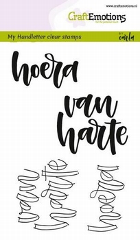 CraftEmotions A6 clearstamps 1823 Handletter Hoera van harte