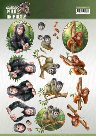 3D Knipvel Amy Design CD11299 Wild Animals 2 Monkeys/apen