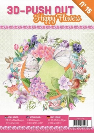A4 Push Out Book 15 3D PO10015 Happy Flowers