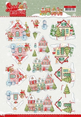 3D Knipvel Yvonne Sweet Christmas CD11371 Houses