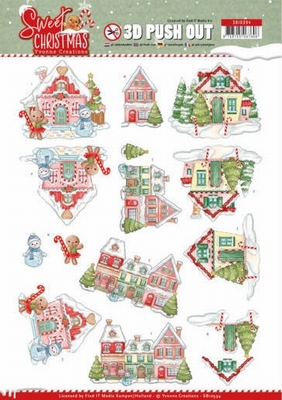 3D Push Out Yvonne SB10394 Sweet Christmas Houses