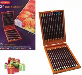 Derwent Coloursoft Luxe houten kist met 24 potloden