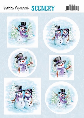 Push Out Scenery CDS10016 Yvonne Creations Happy Snowmen