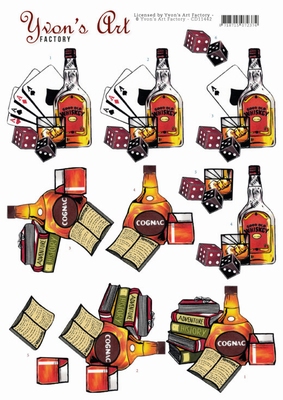 3D Knipvel Yvon's Art CD11442 Drank Cognac and Whiskey