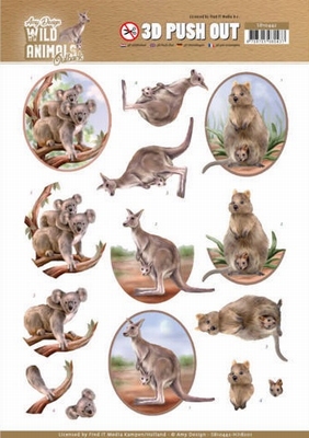 3D Pushout Amy Wild Animals Outback SB10442 Kangaroo/koala
