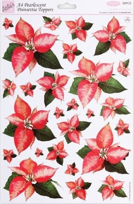 A4 Stansvel Foiled Decoupage ANT157903 Poinsettia pearle.