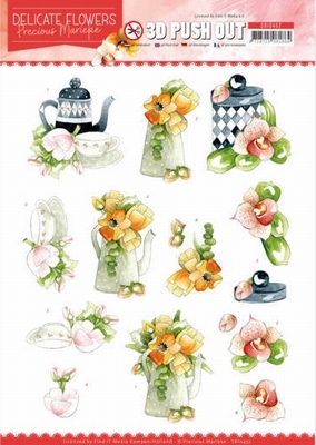 3D PushOut Precious Marieke SB10452 Delicate Flowers Teapot