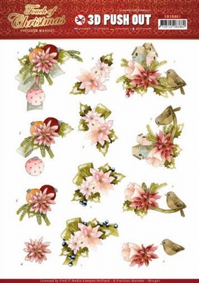 Marieke Touch of Christmas 3D PushOut SB10461 Pink Flowers