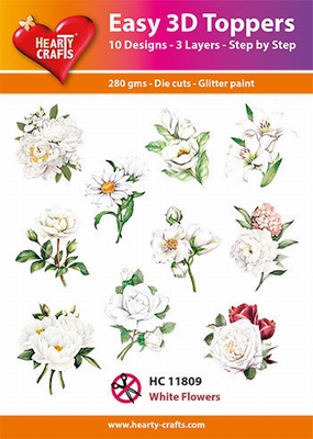 Hearty Crafts Easy 3D Toppers HC11809 Witte bloemen