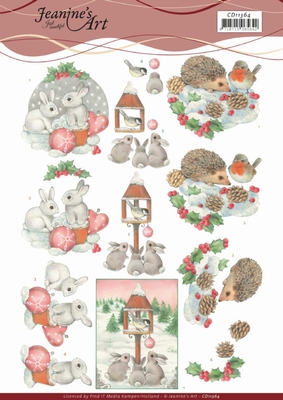 3D Knipvel Jeanine's Art CD11364 Hedgehog and Rabbits