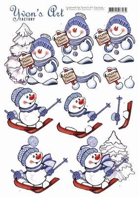 3D Knipvel Yvon's Art CD11550 Snowmen/sneeuwmannen