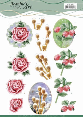 3D Knipvel Jeanine's Art CD11587 Winter Flowers/rozebottels