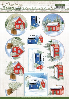 3D Knipvel Jeanine's Art CD11724 Christmas Cottage Winter