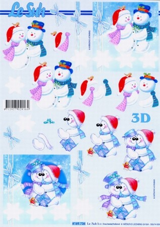 A4 Knipvel Le Suh Kerst 4169736 Sneeuwmannen/poppen