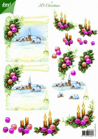 A4 Knipvel Joy 3D Kerst 6010/1015 dorpje/kaarsen
