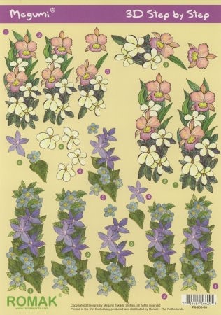 A4 Knipvel Megumi 38 Lila/roze en blauwe bloemen