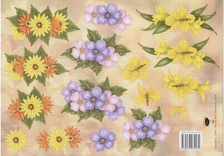 A4 Knipvel Nel van Veen 2279 Lila gele bloemen