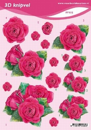 3D Knipvel A5 Voorbeeldkaarten 032 Bloemen rozen